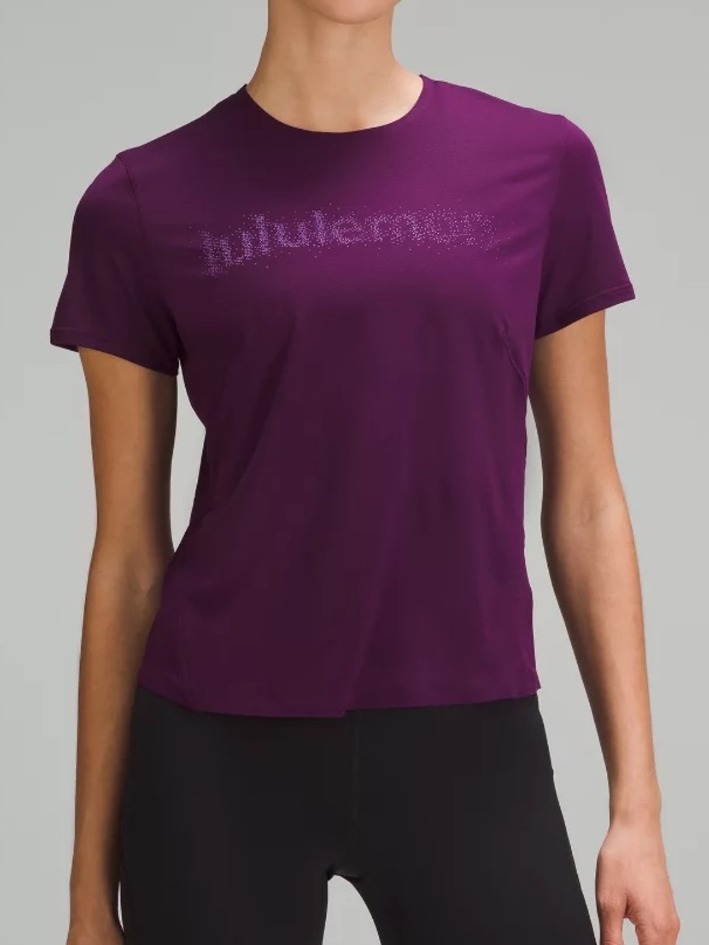 RARE Lululemon Ultralight Reflective‎ Running Tee WordMark Dark Purple Plum sz6